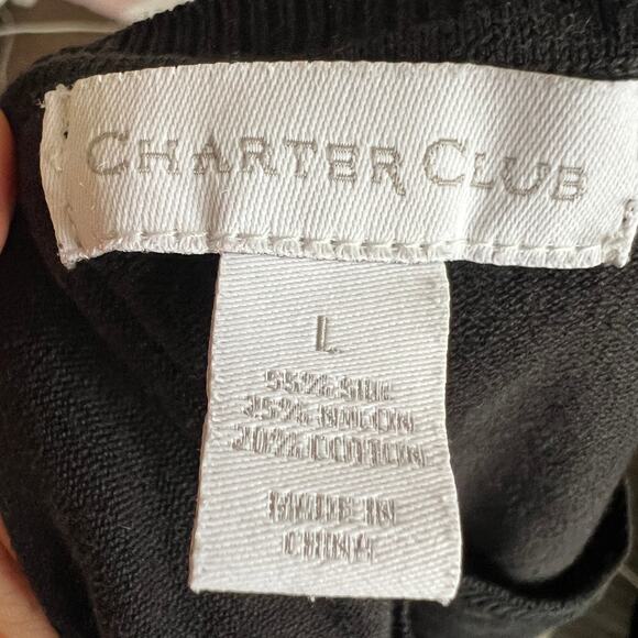 Charter Club Black Sweater Vest Top, Classic Knit Sleeveless 90s Gothic‎ Large - Picture 4 of 6